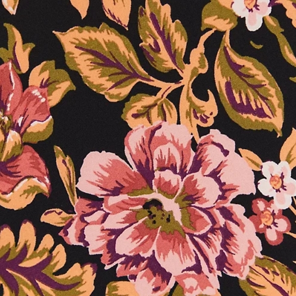 TORRID Strappy Peplum Top Stretch Crepe Black Floral - Picture 5 of 7